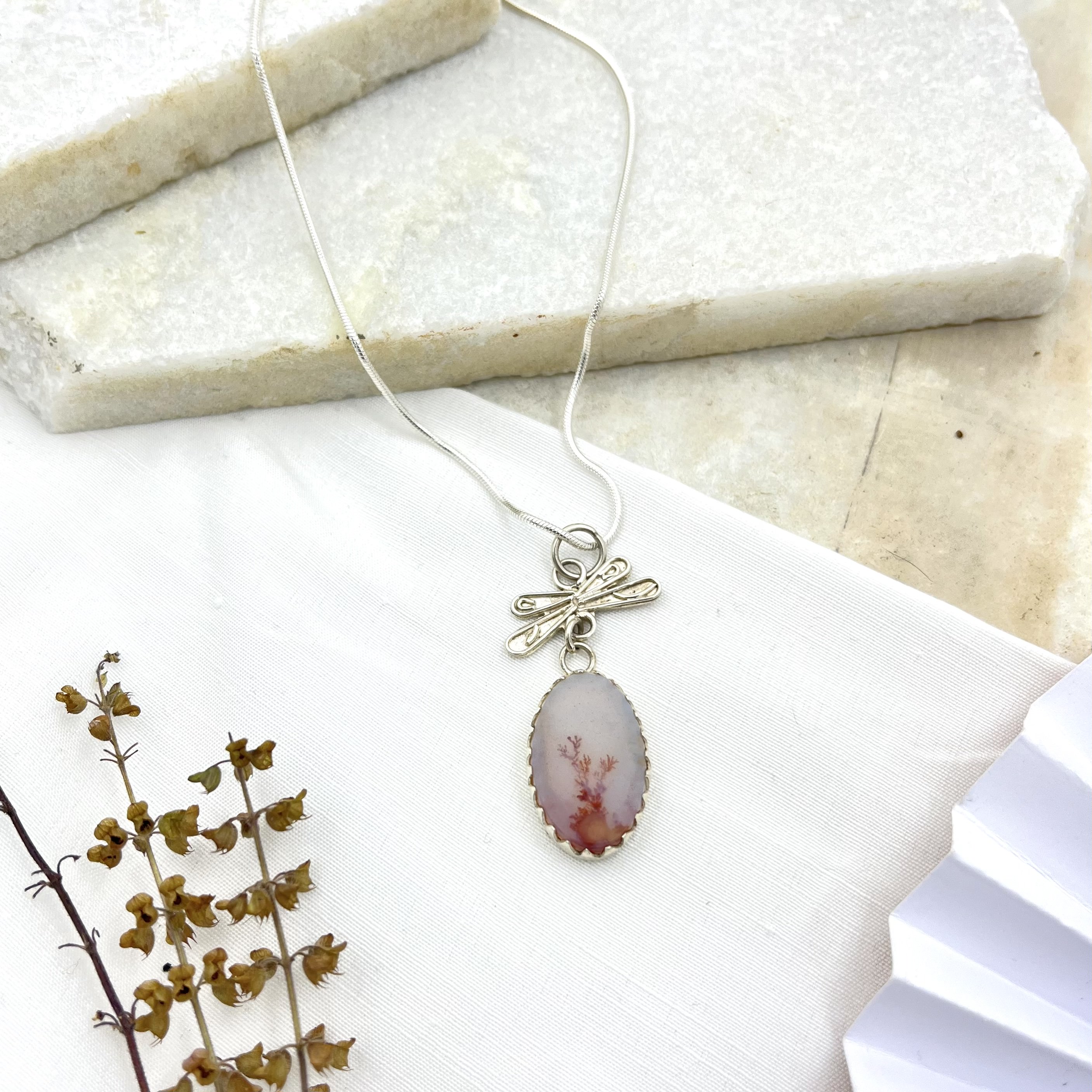 Coral Shazar silver pendant (dragonfly)