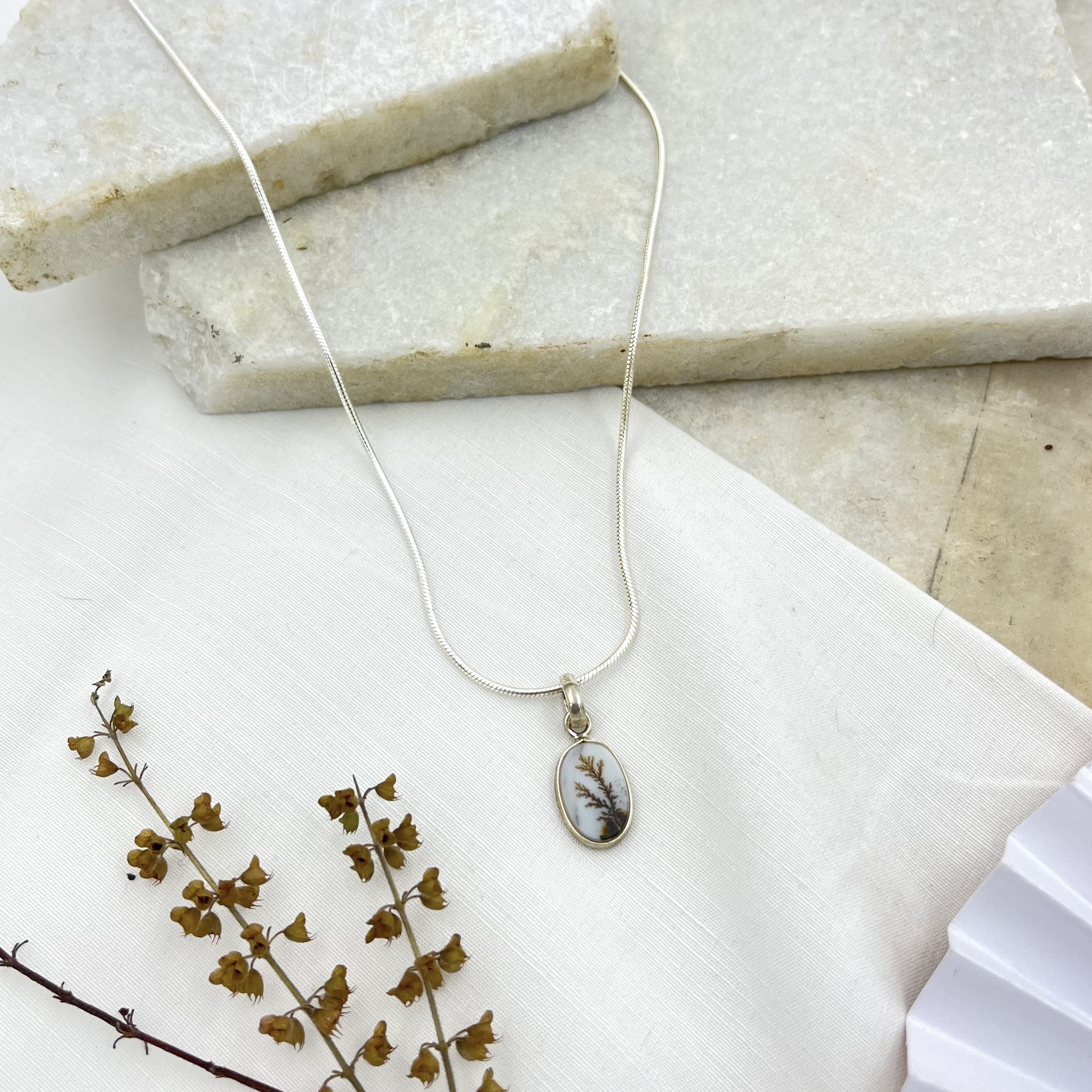 Frosted Fern Shazar silver pendant