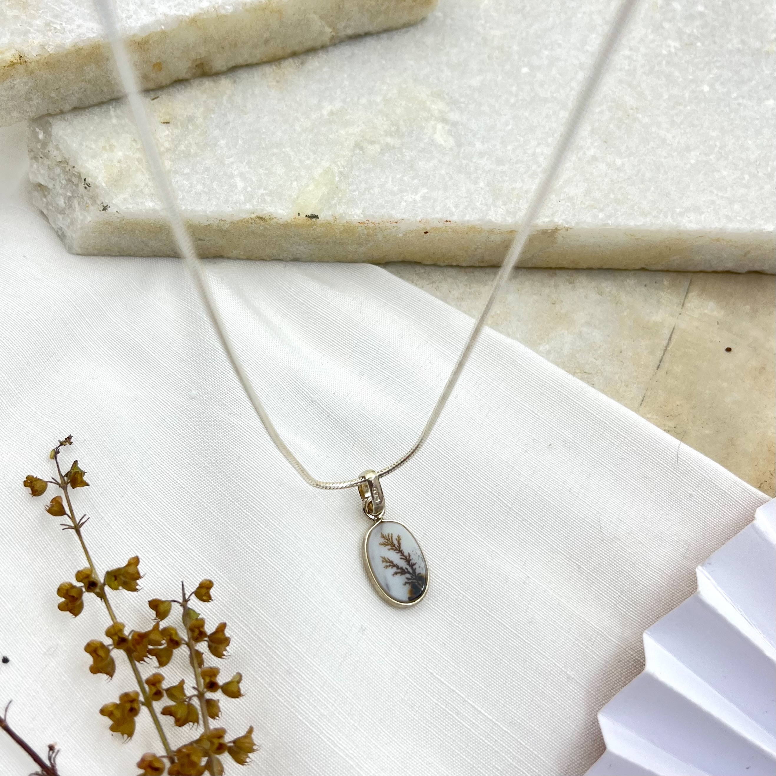 Frosted Fern Shazar silver pendant