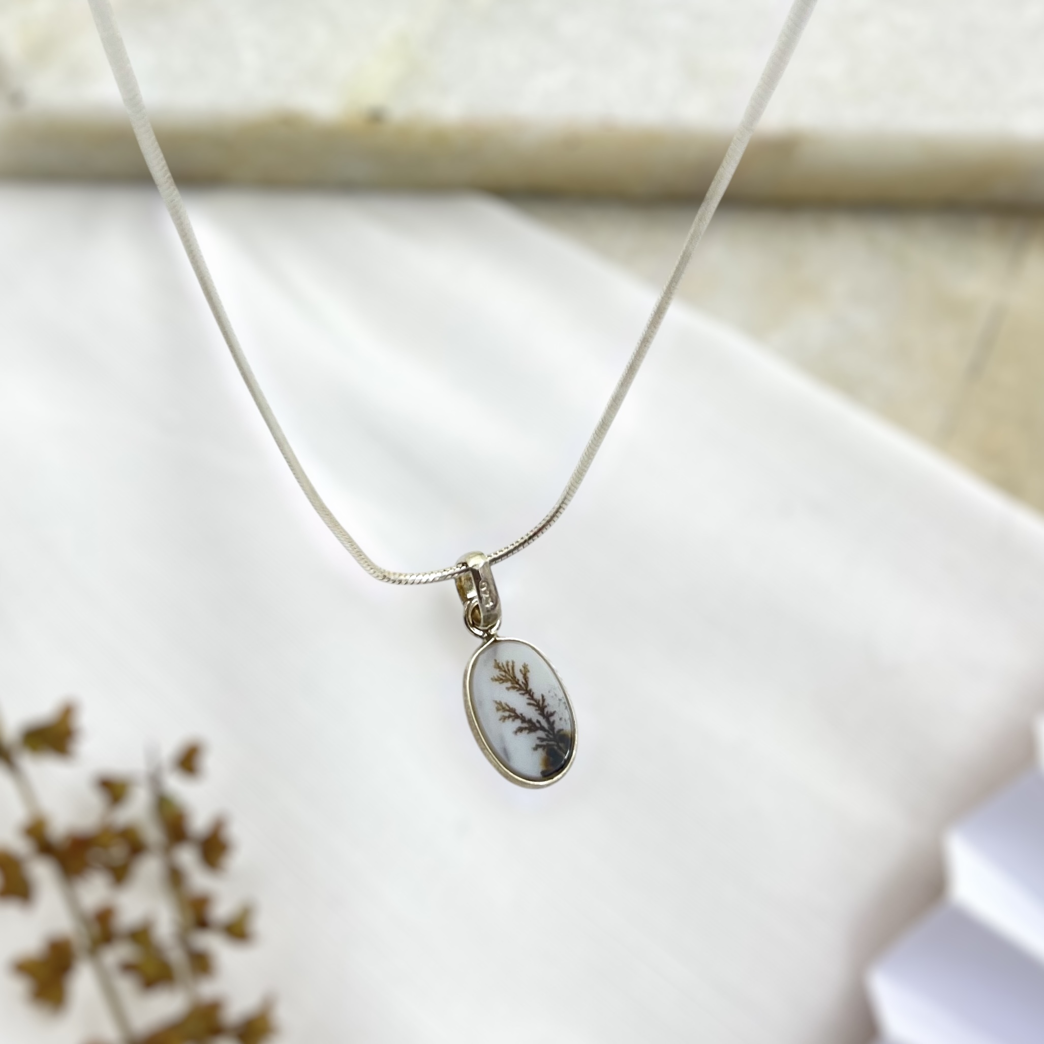 Frosted Fern Shazar silver pendant