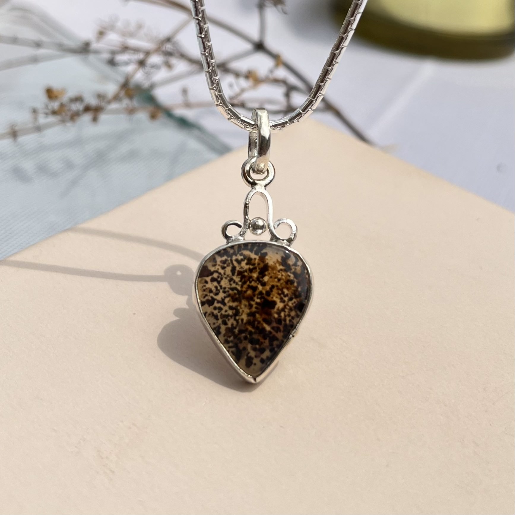 Speckled Spade Shazar Silver Pendant