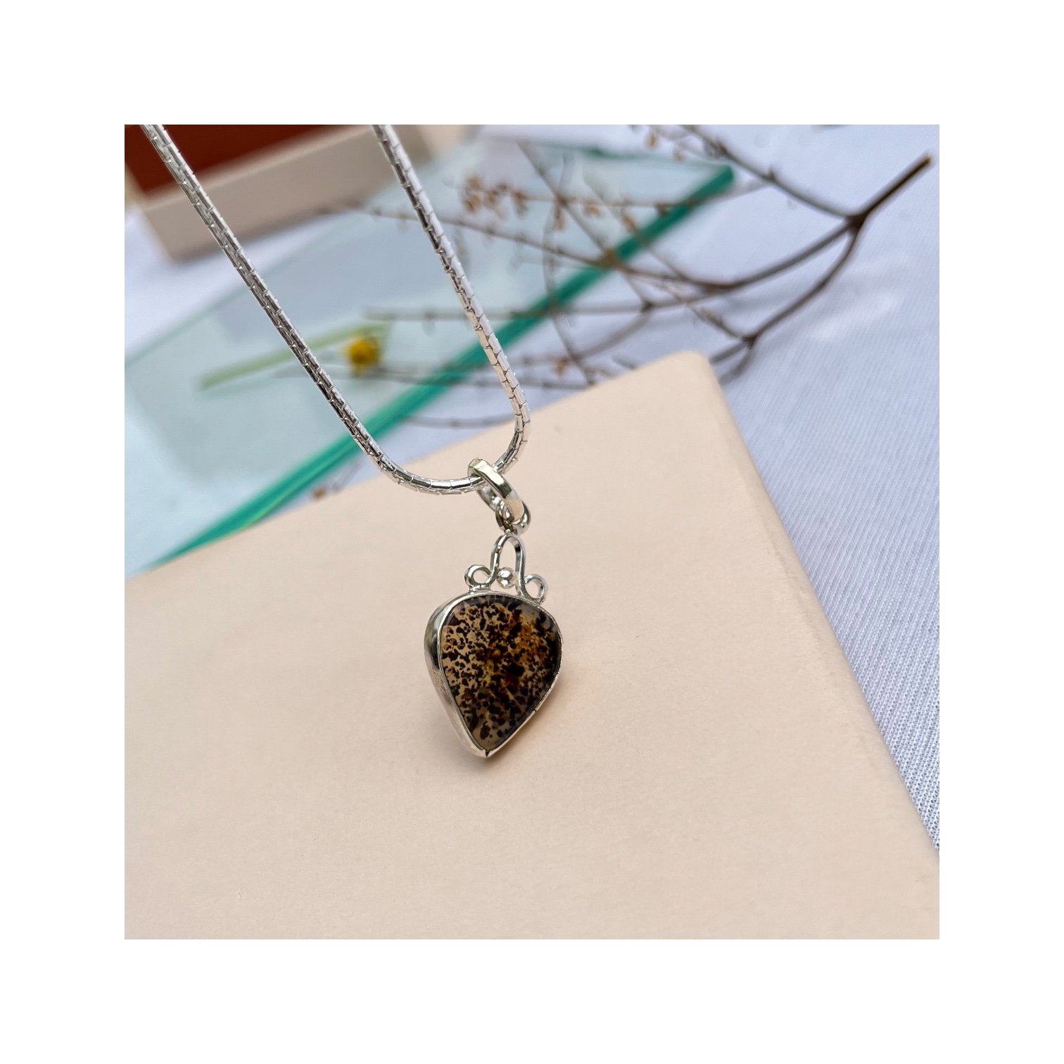 Speckled Spade Shazar Silver Pendant
