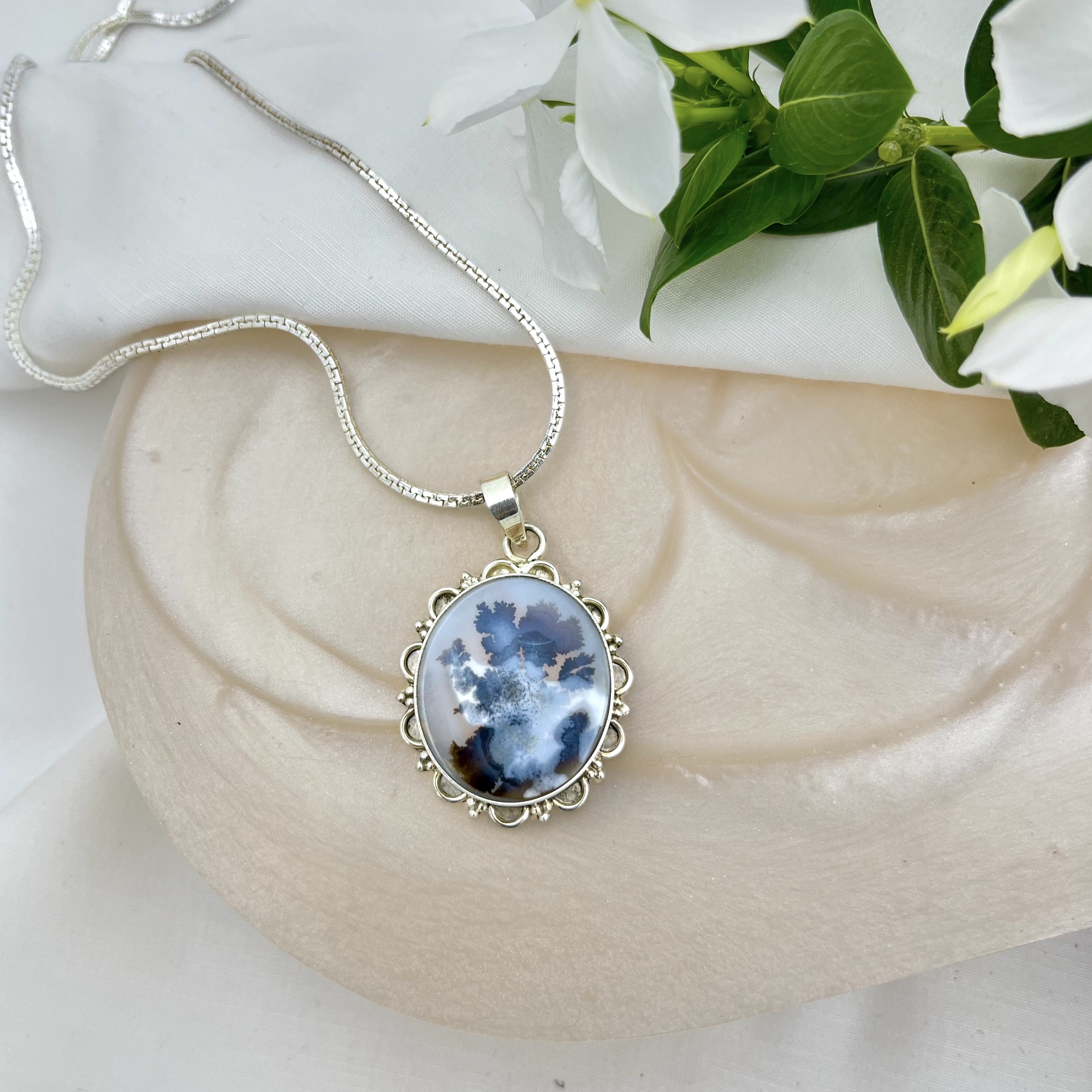 Inkblossom Sky Shazar silver pendant
