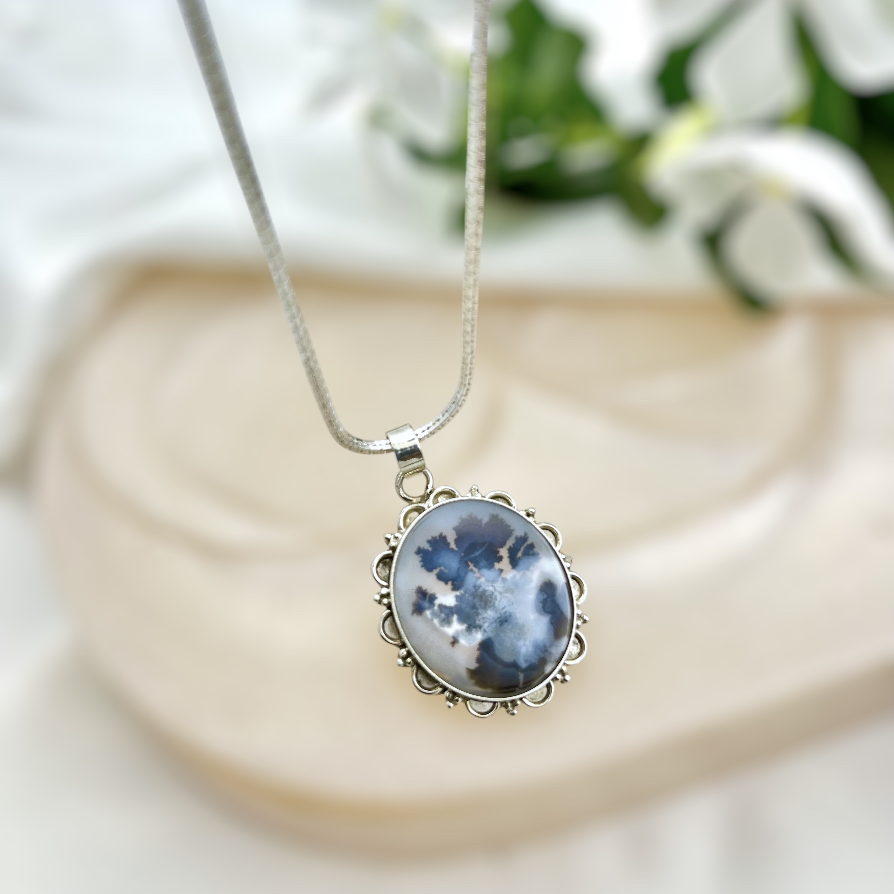 Inkblossom Sky Shazar silver pendant