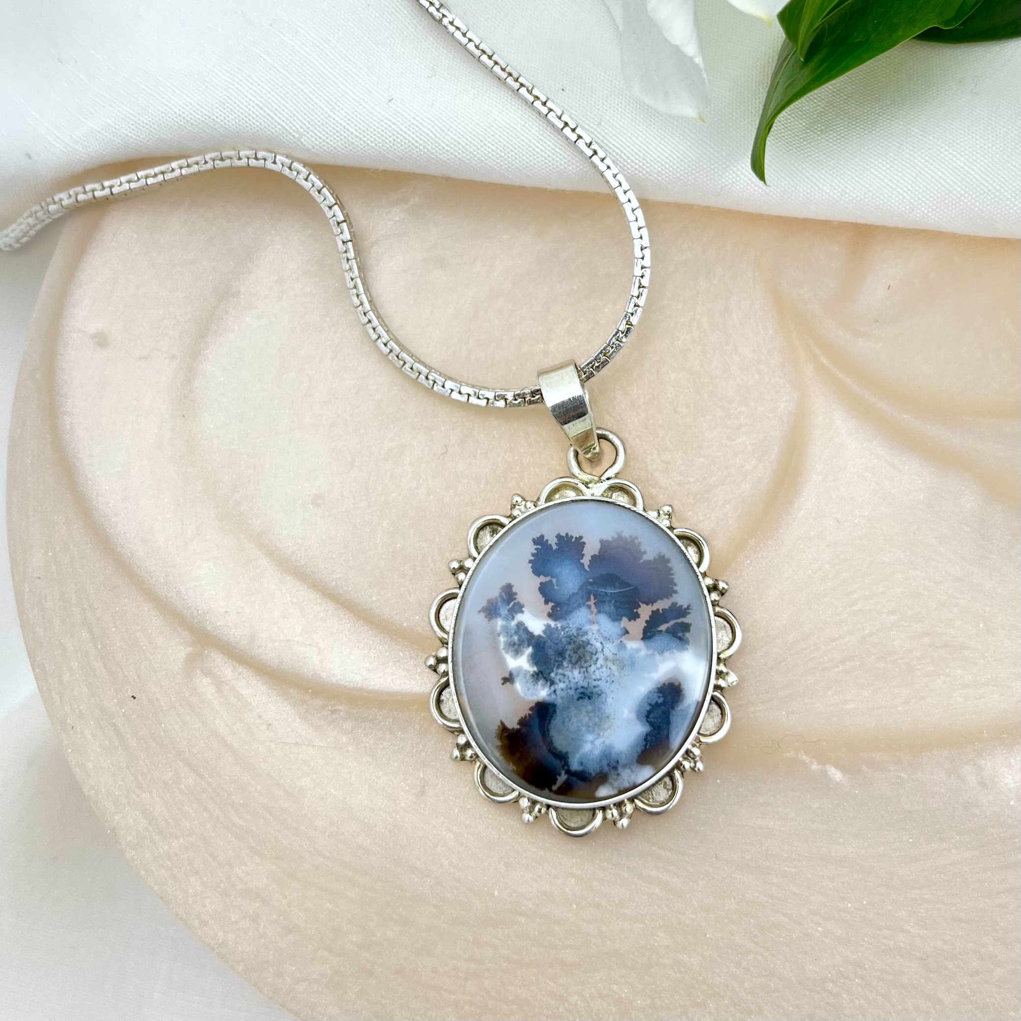 Inkblossom Sky Shazar silver pendant