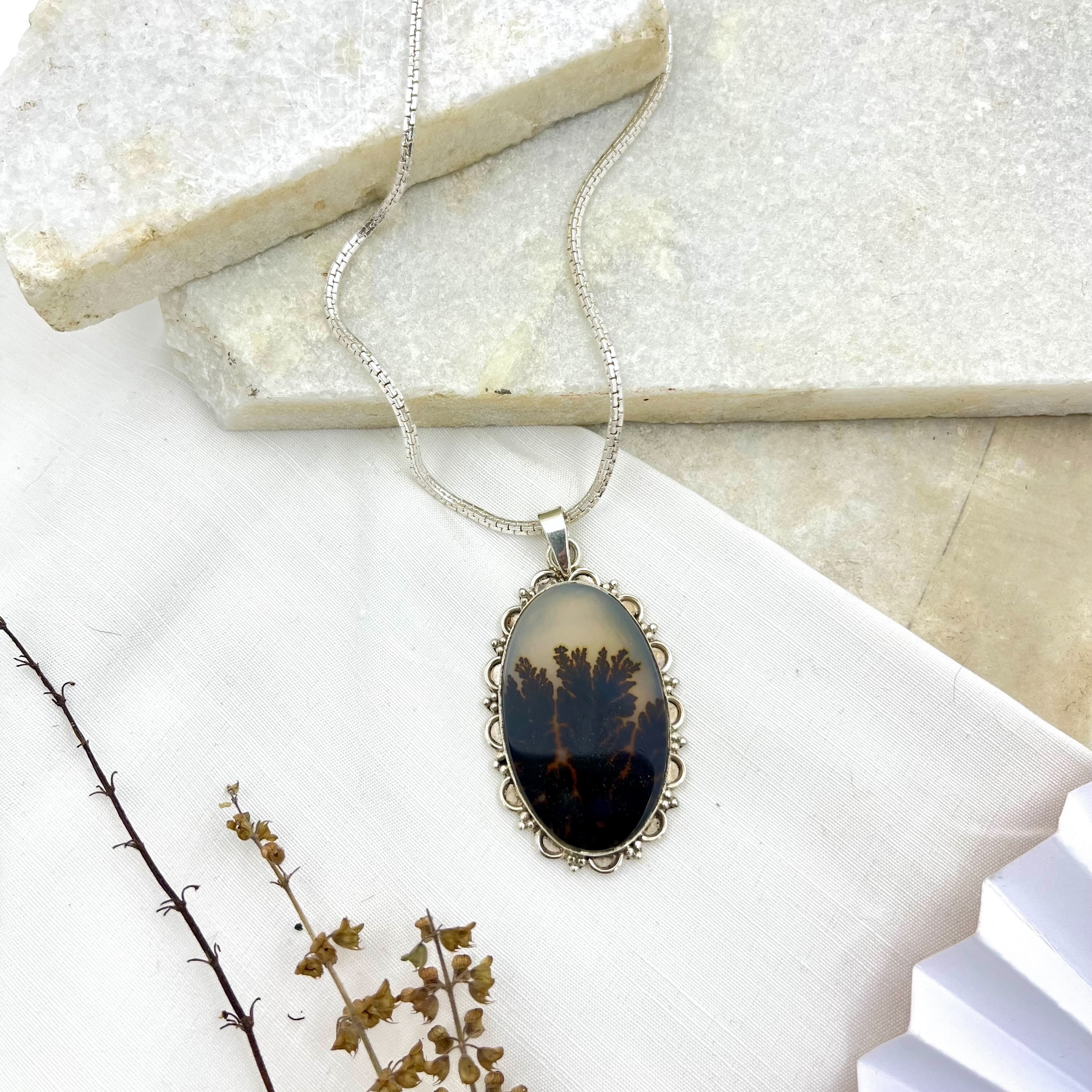 Flame in the Forest Shazar silver pendant