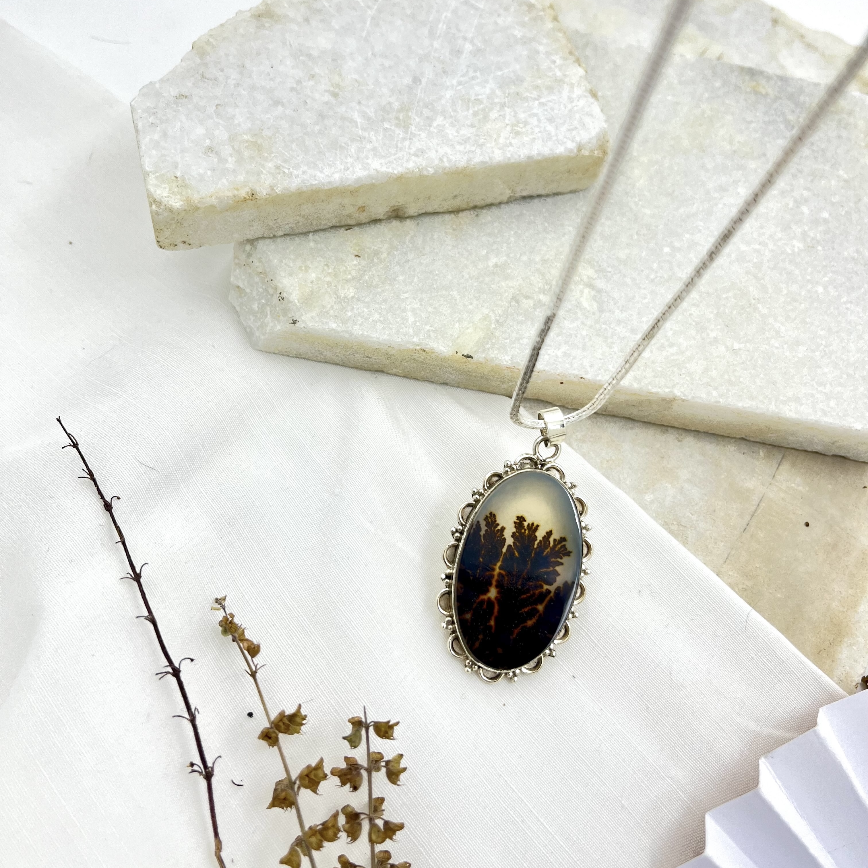Flame in the Forest Shazar silver pendant