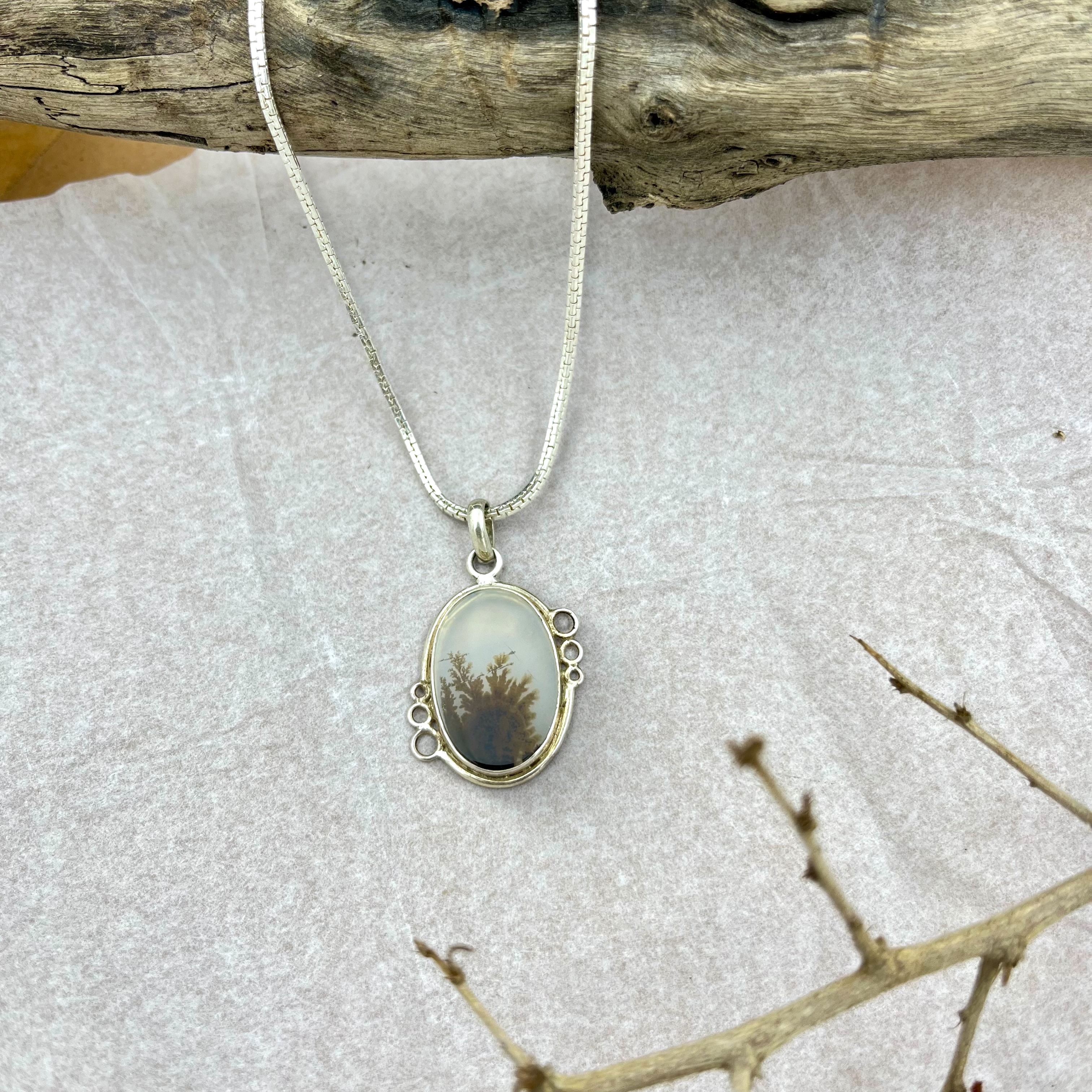 Shazar-dendritic agate Silver pendant