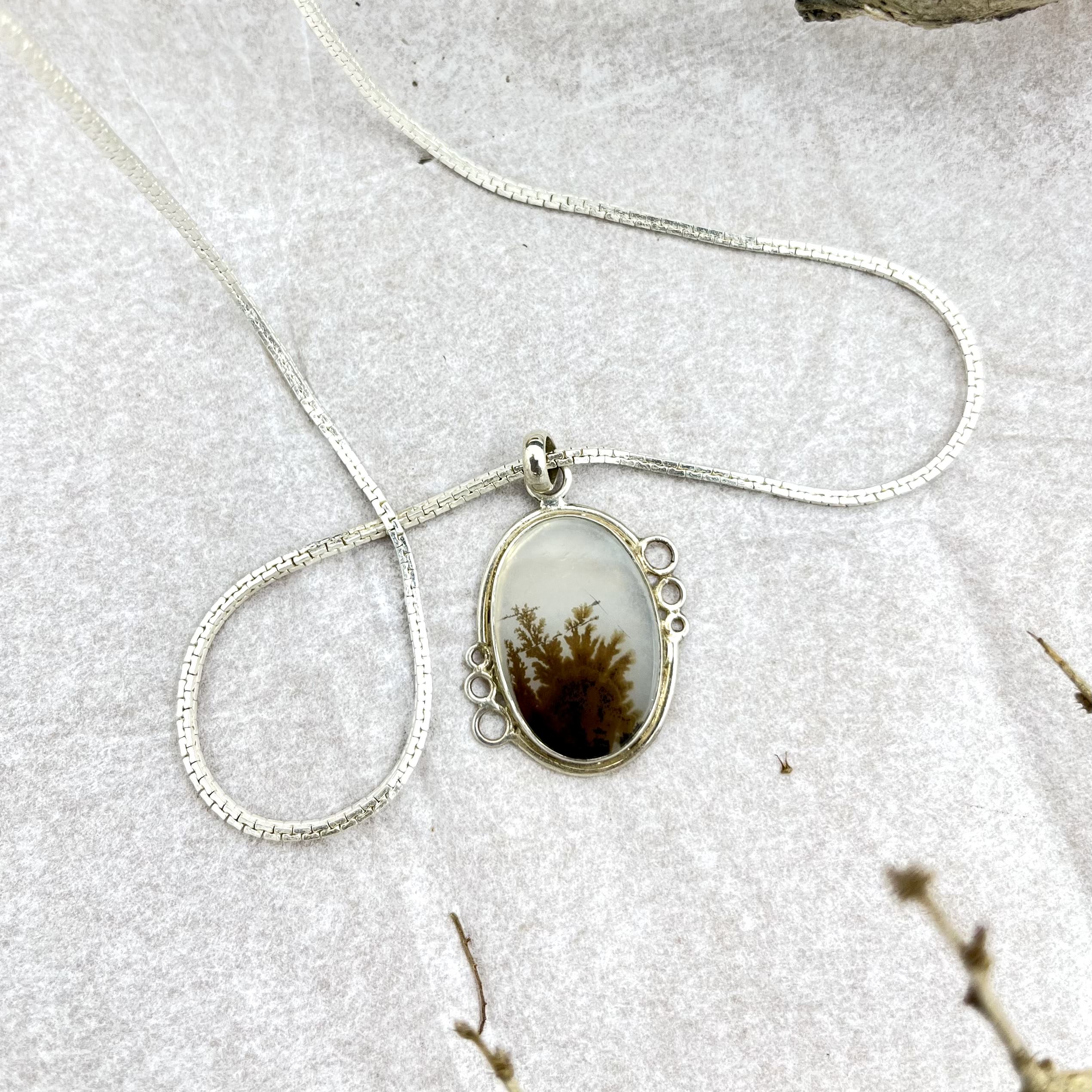 Shazar-dendritic agate Silver pendant