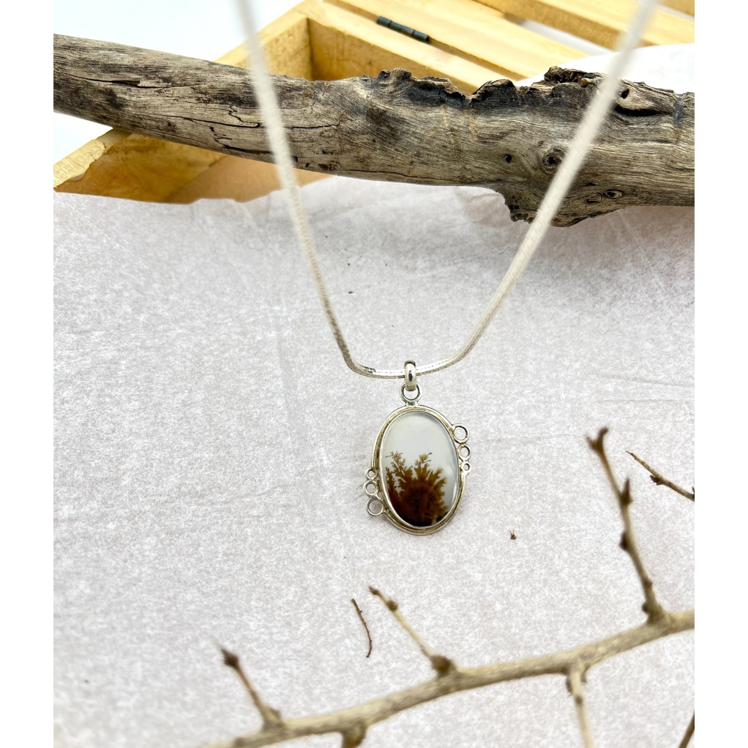 Shazar-dendritic agate Silver pendant