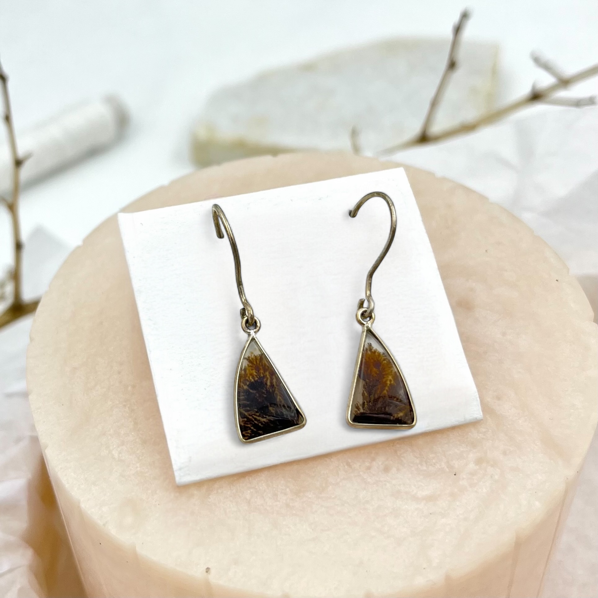 Shazar-dendritic agate silver earring