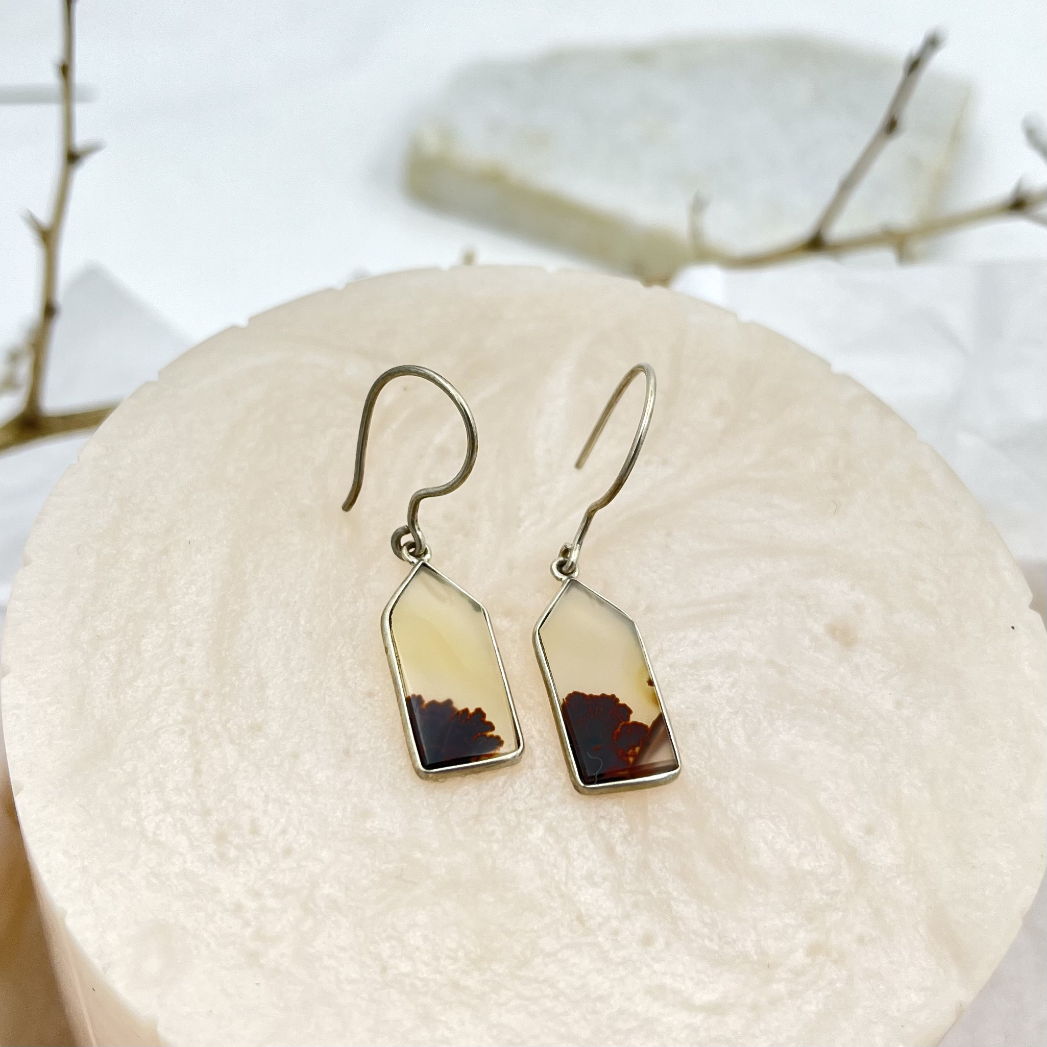 Shazar-dendritic agate silver earring