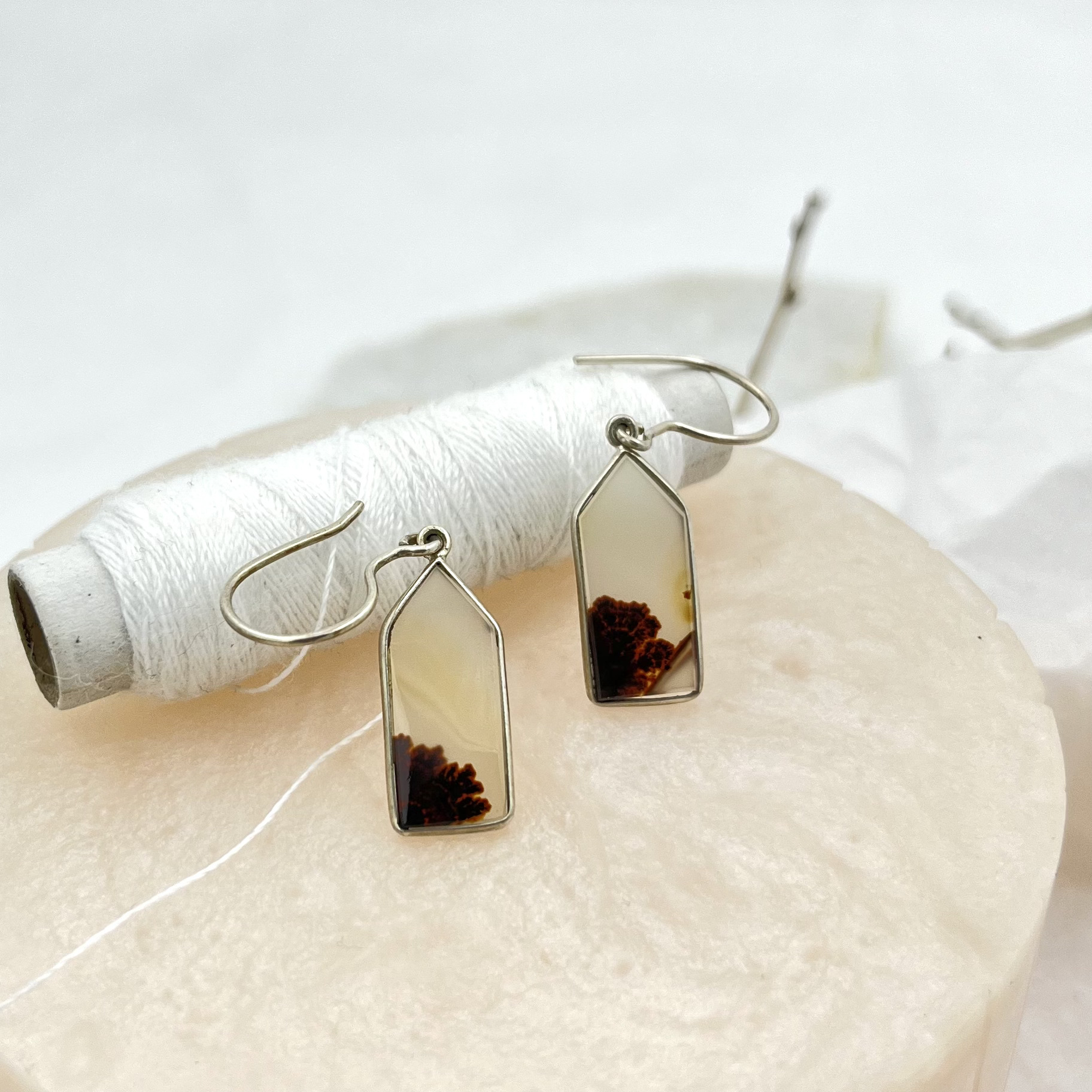 Shazar-dendritic agate silver earring