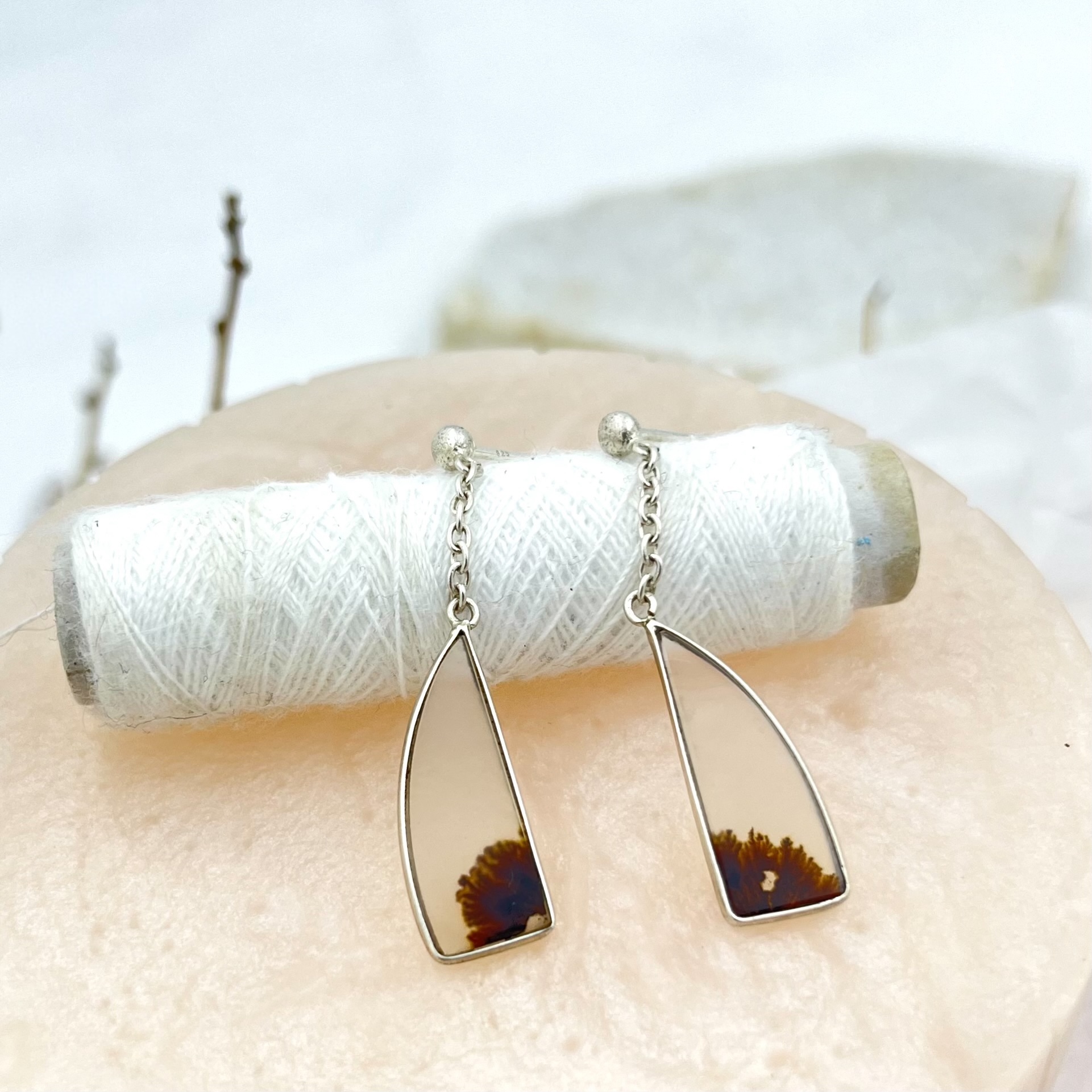 Shazar-dendritic agate silver earring