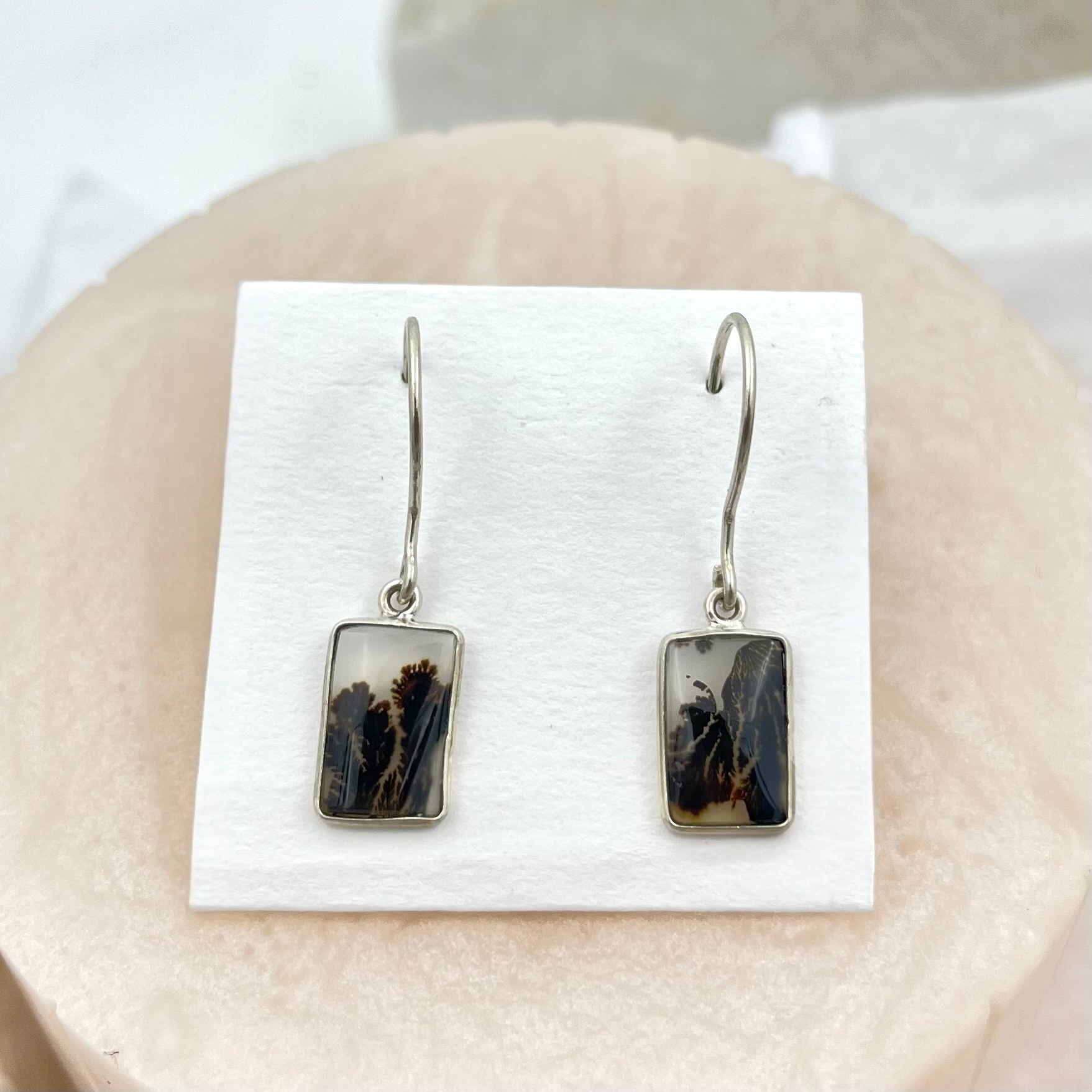 Shazar-dendritic agate silver earring