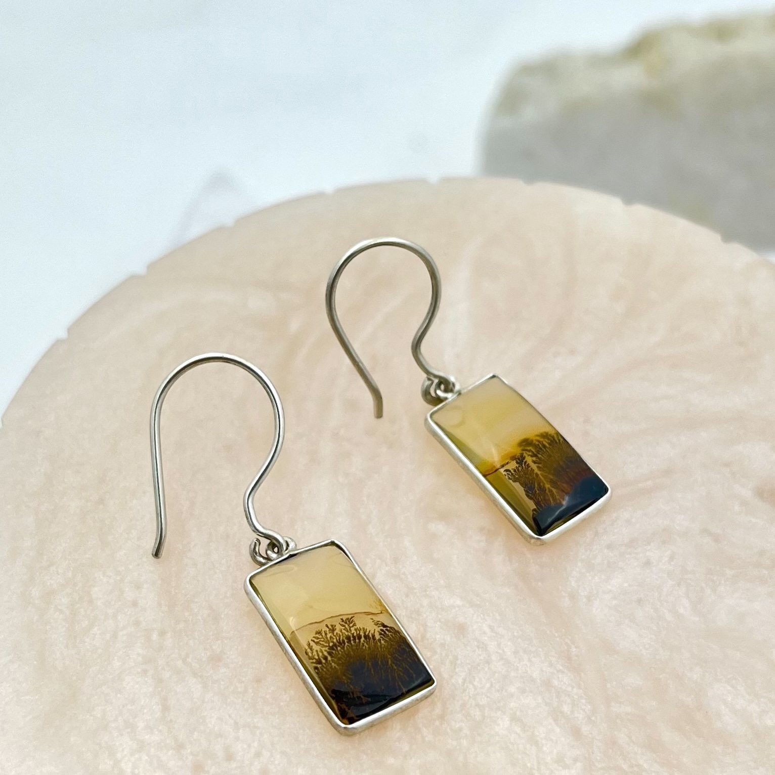 Shazar-dendritic agate silver earring