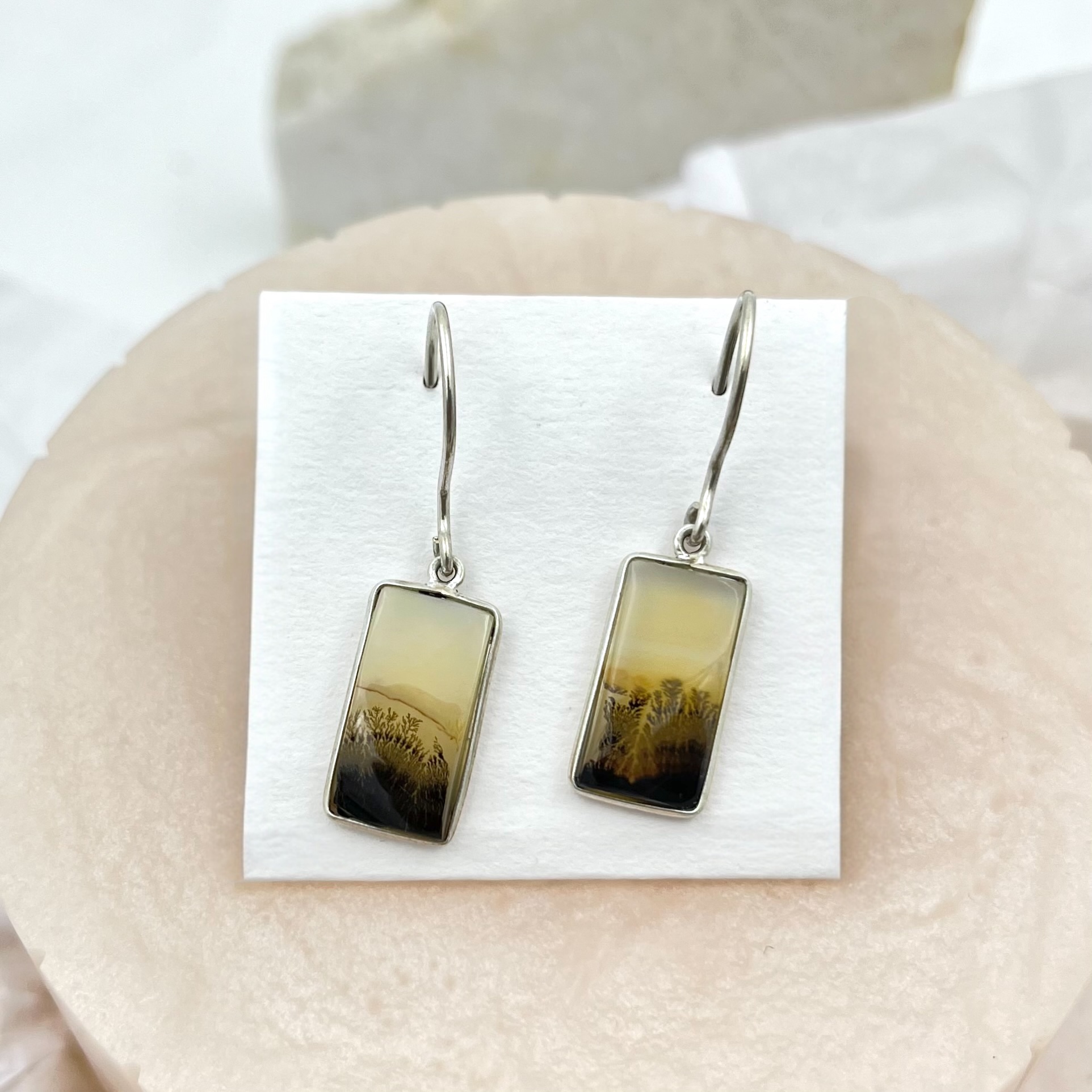 Shazar-dendritic agate silver earring