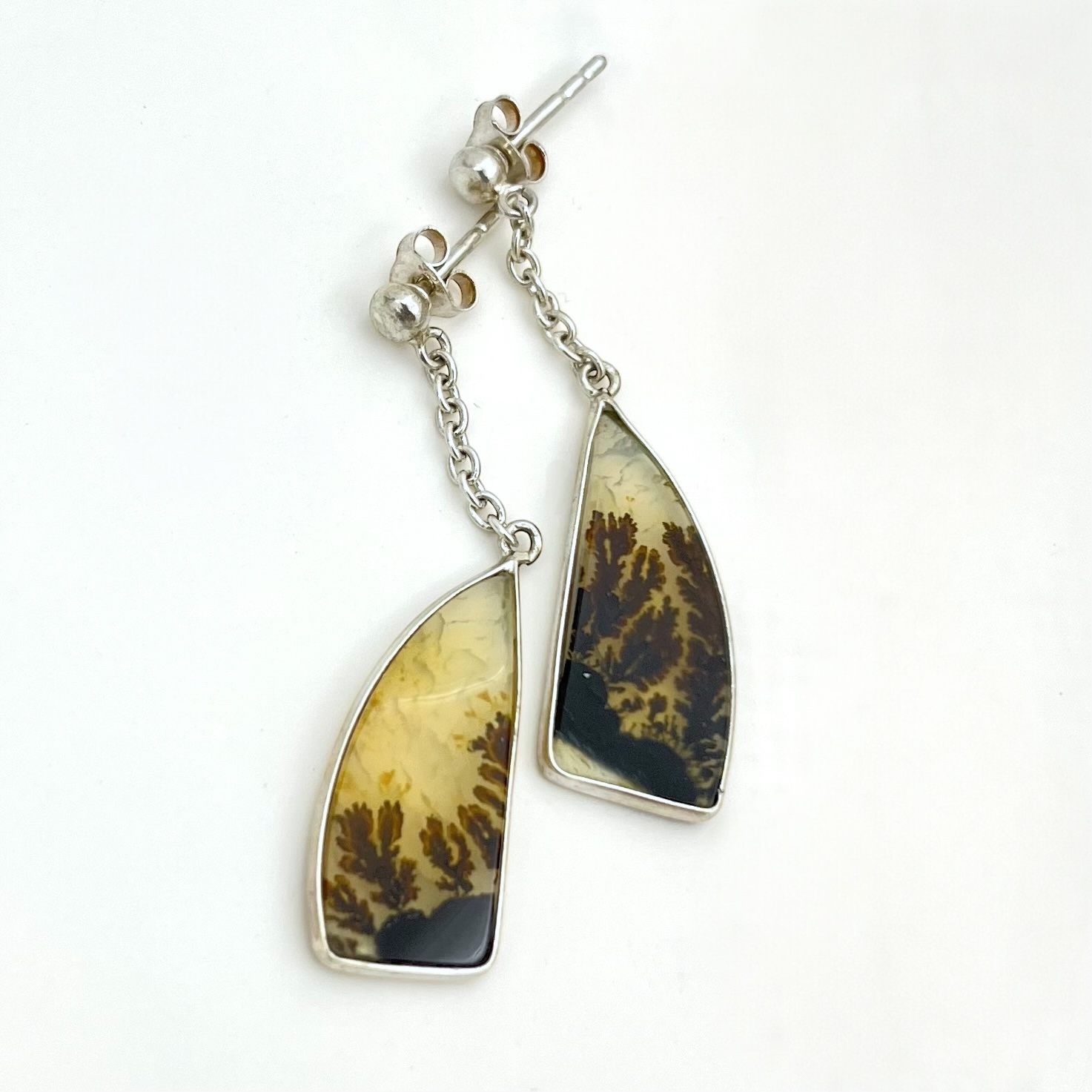 Shazar-dendritic agate silver earring