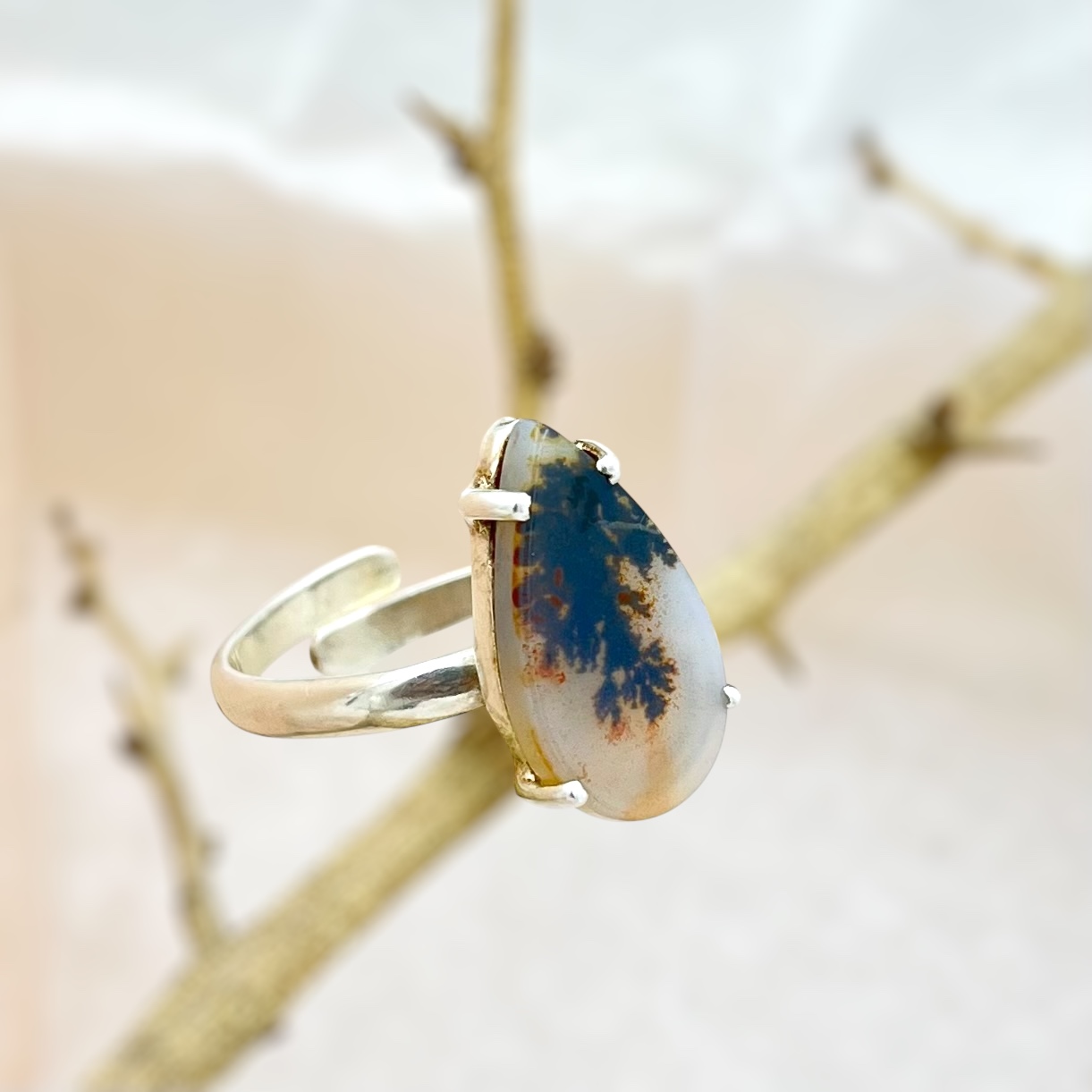 Teardrop Shazar Silver Ring