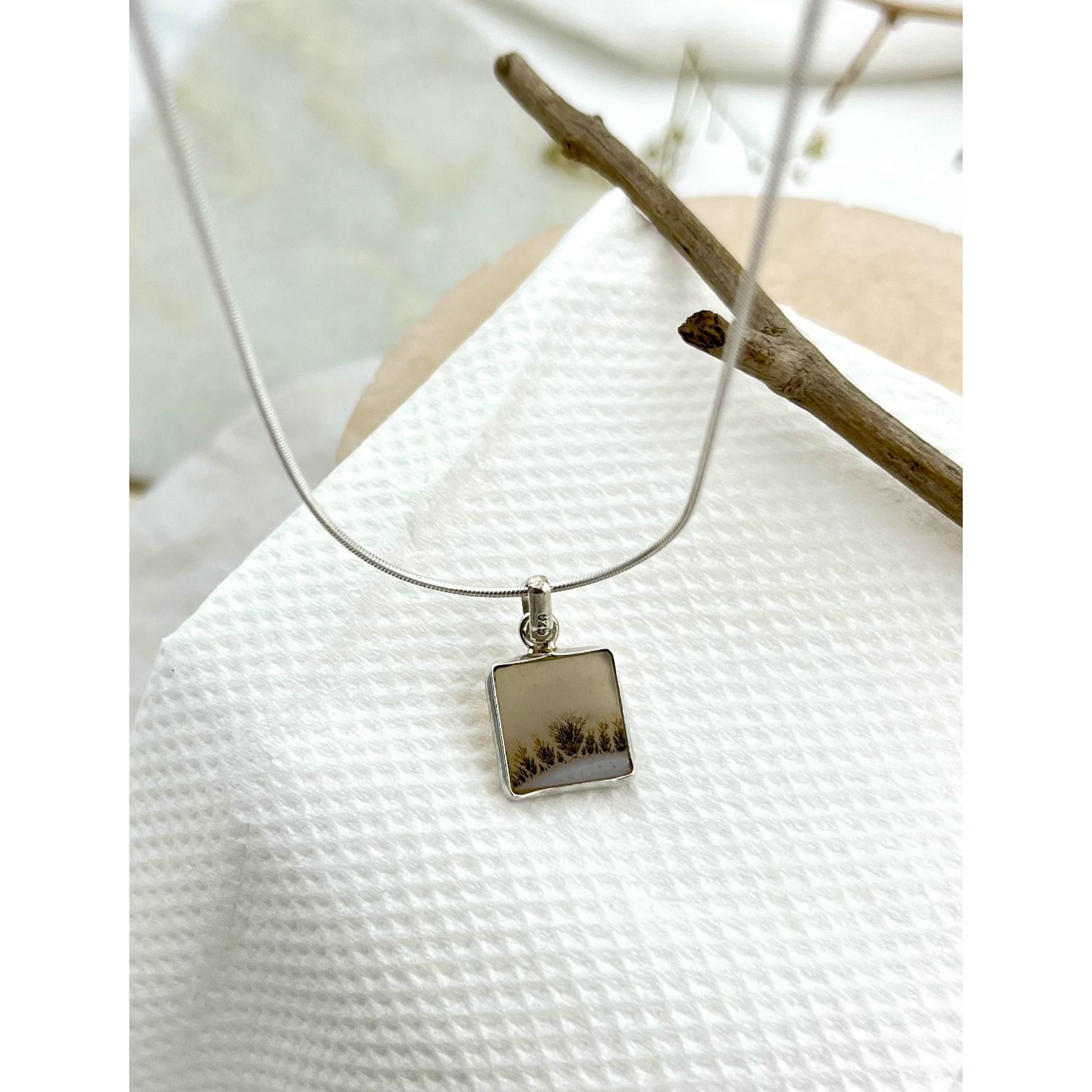 Mens Square Shazar 925 silver pendant