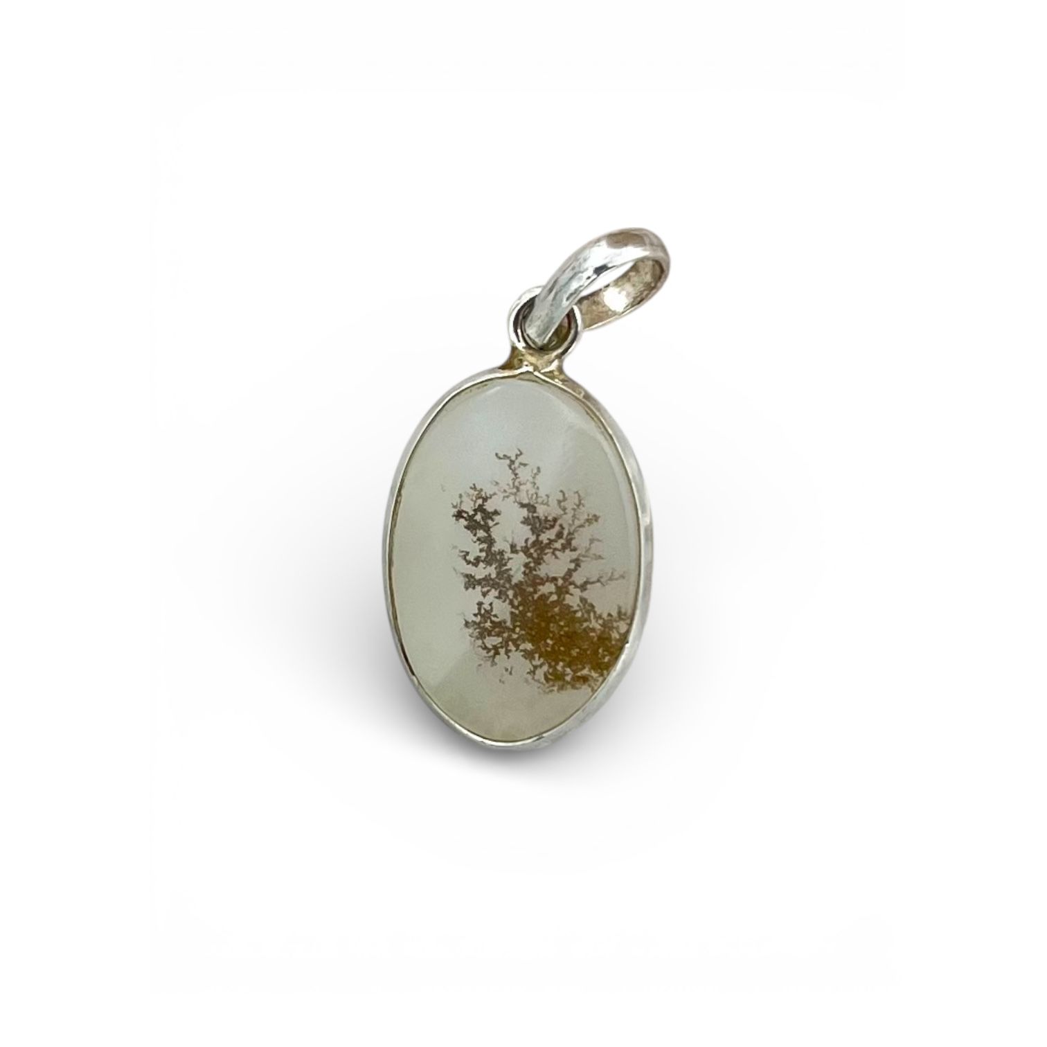 Shazar gemstone (Dendritic agate) Oval 925 silver pendant