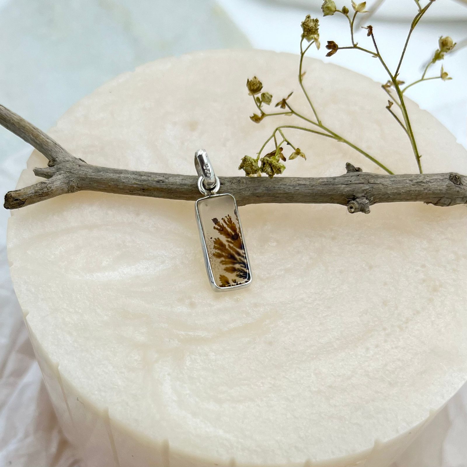 Mens-shazar rectangle 925 silver pendant