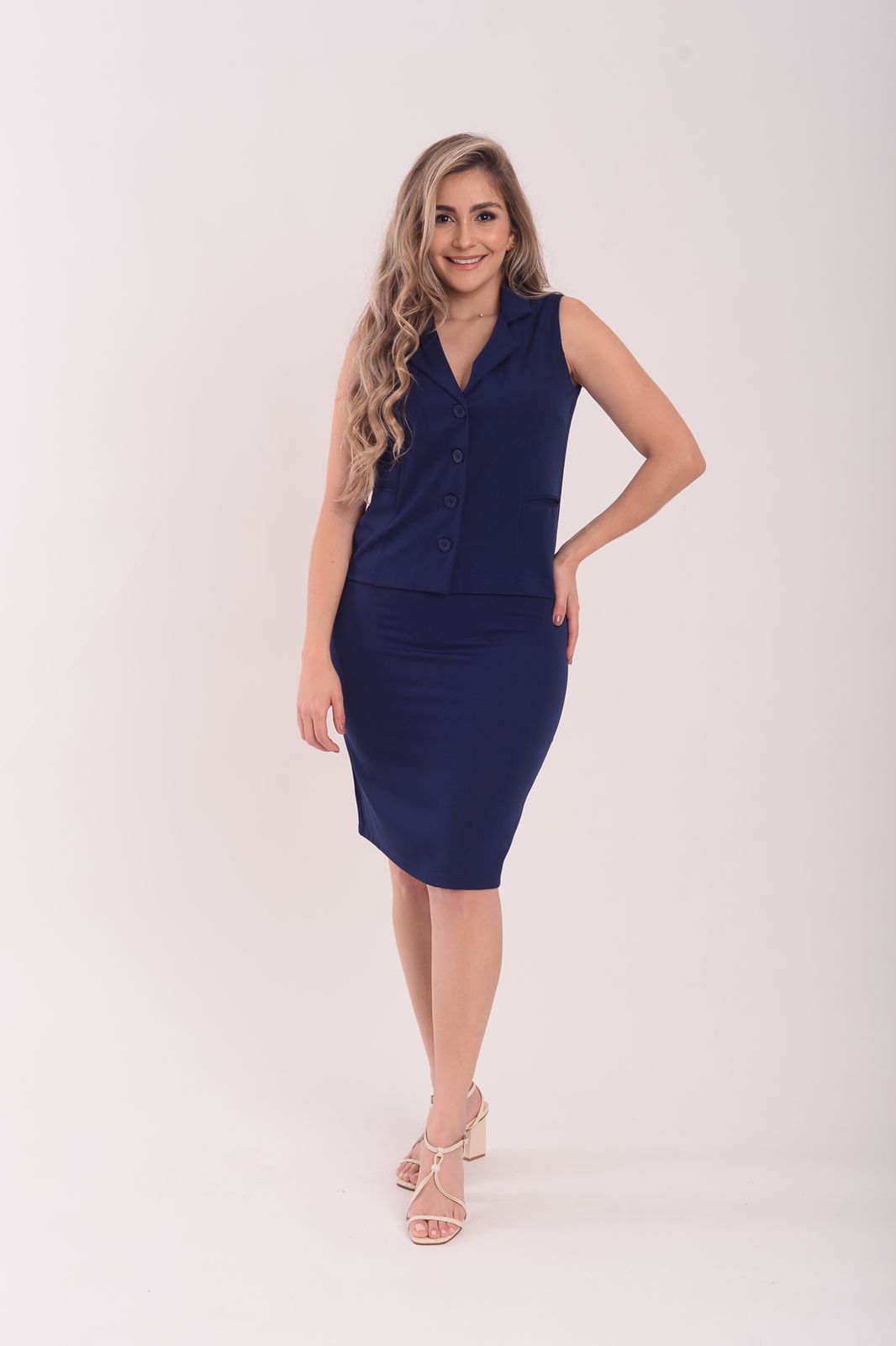 Conjunto Social Colete e Saia