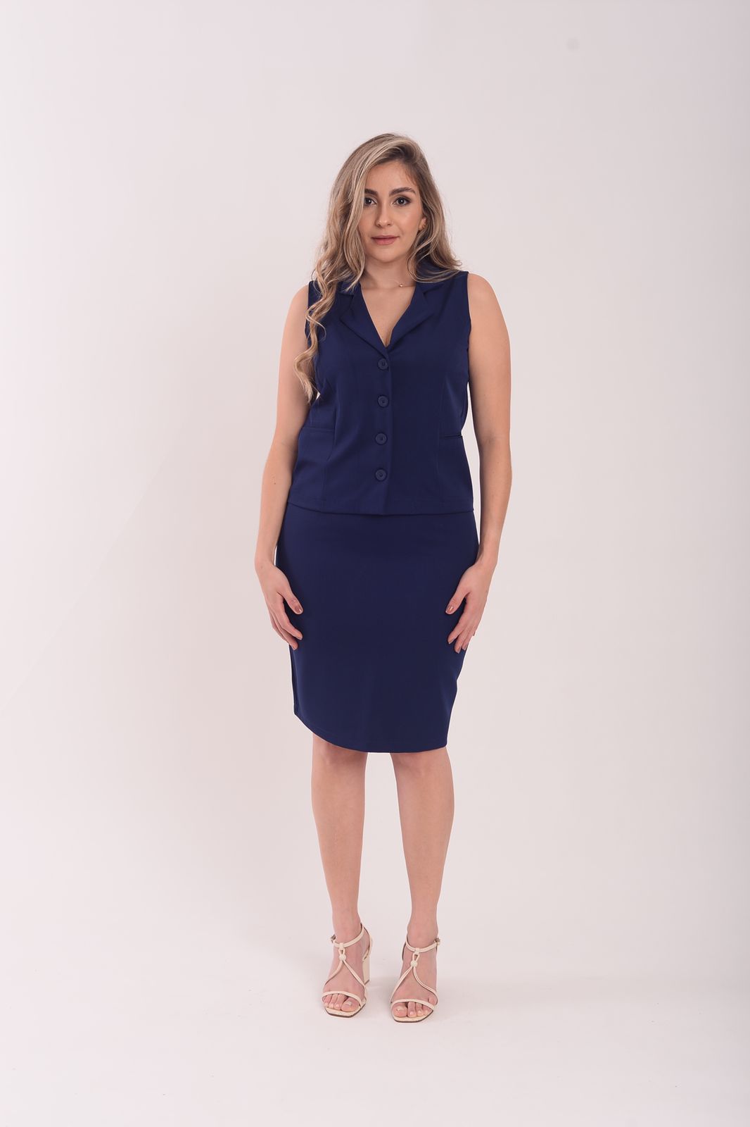 Conjunto Social Colete e Saia 