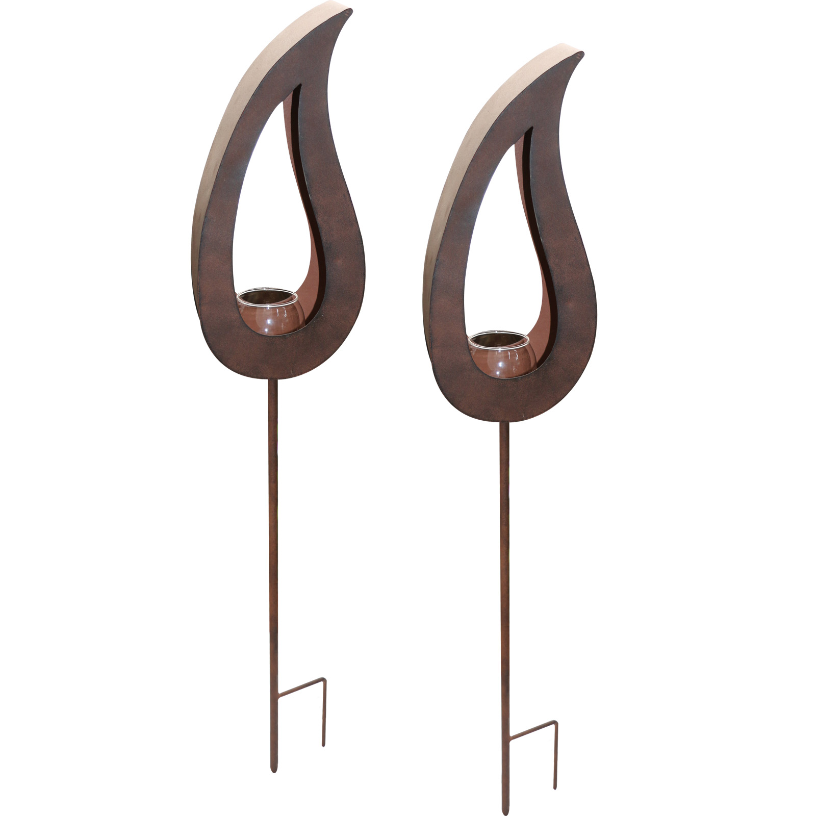 Edelrostoptik Teelichthalter "Tropfen" 2er-Set