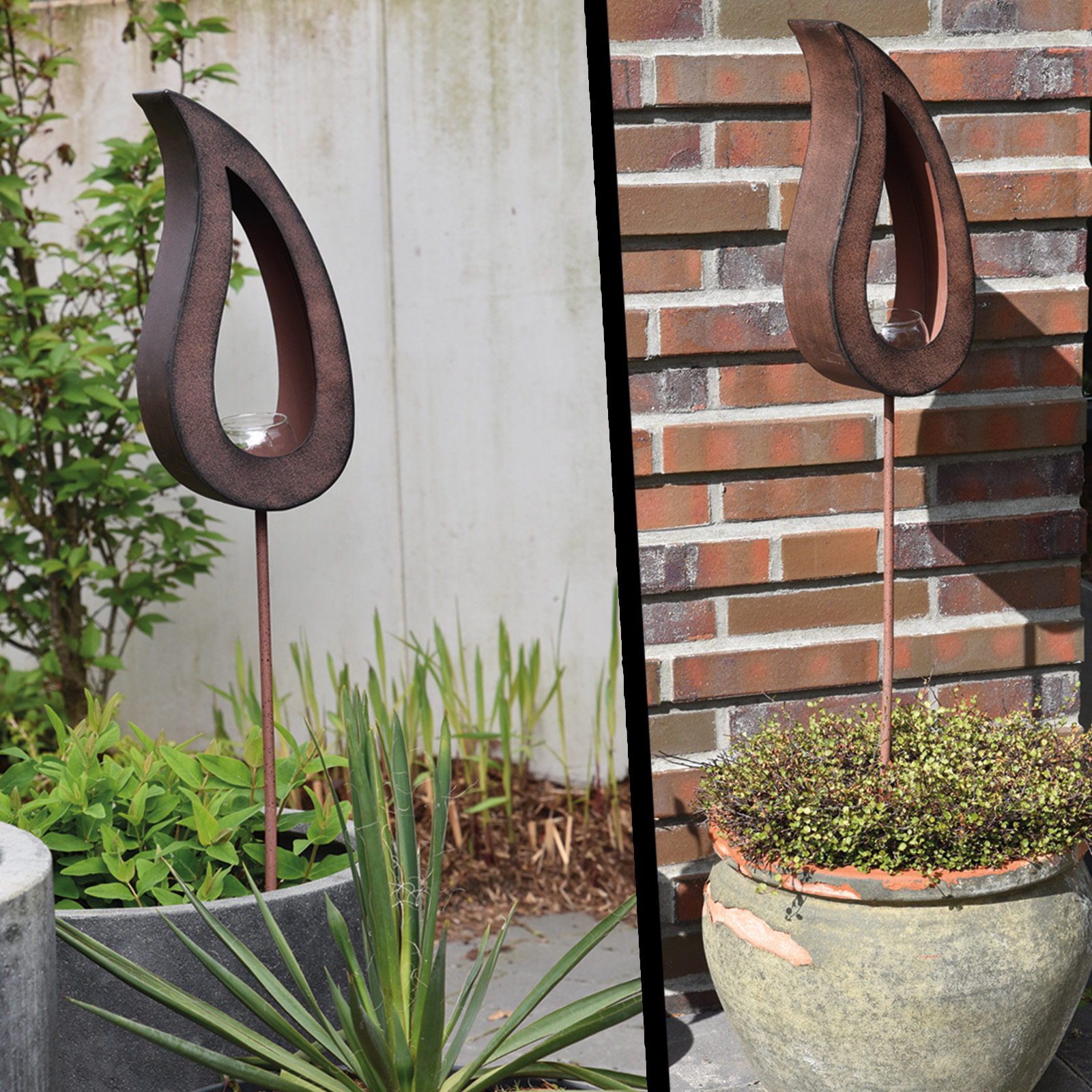 Edelrostoptik Teelichthalter "Tropfen" 2er-Set