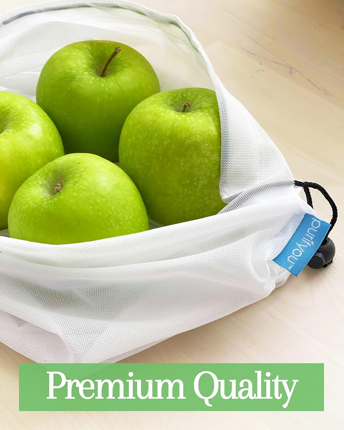 Reusable Mesh Sturdy Produce Bags with Drawstring, 