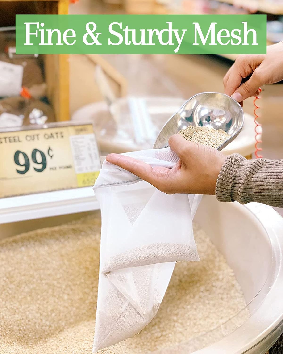 Reusable Mesh Sturdy Produce Bags with Drawstring, 