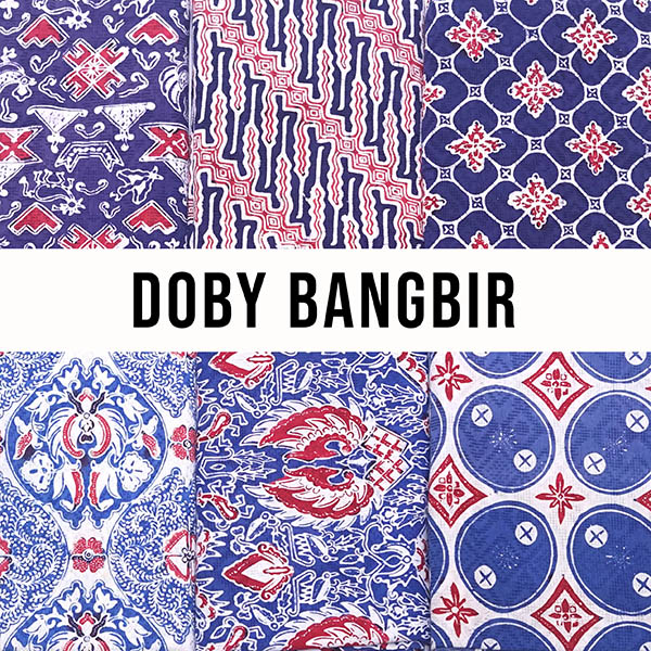 Kain Batik Cap Bahan Doby Bangbir (Abang Biru)