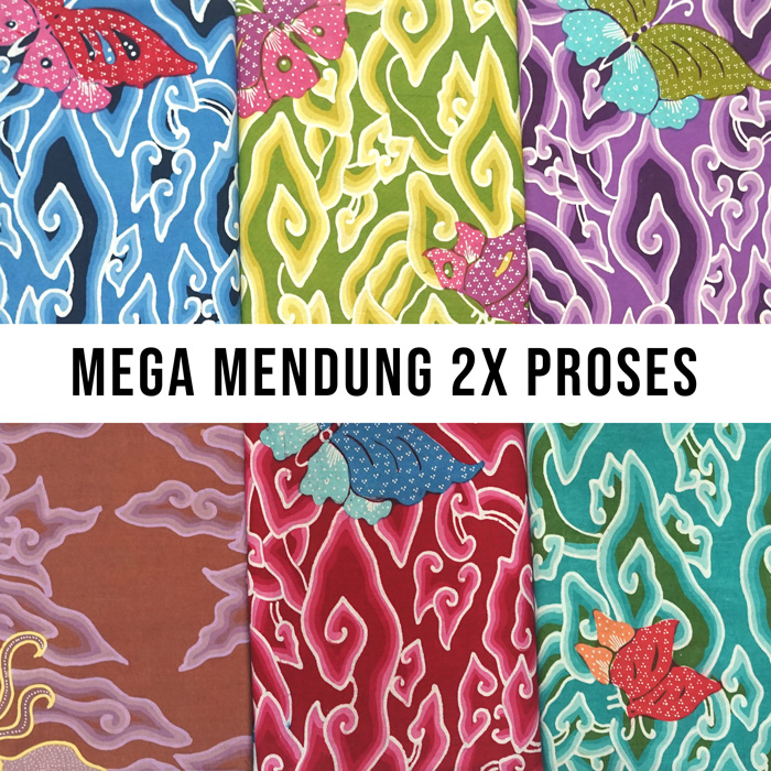 Kain Batik Tulis Megamendung Kombinasi Kupu-Kupu