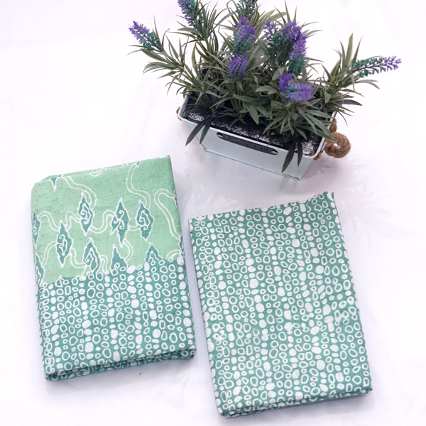 Set Kain Batik Cap Motif Mega Mendung Bahan Dobi