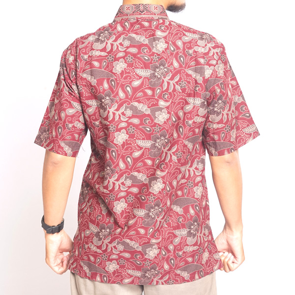 Hem Pendek Motif Batik Lawasan Merah