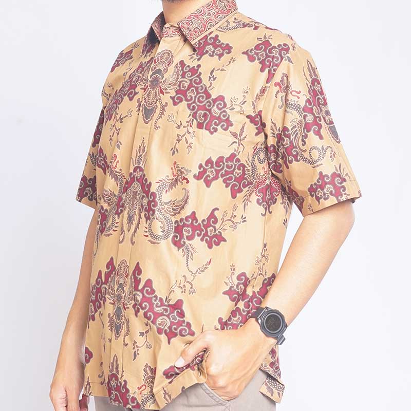 Hem Pendek Motif Batik Lawasan Banjar Balong Creme