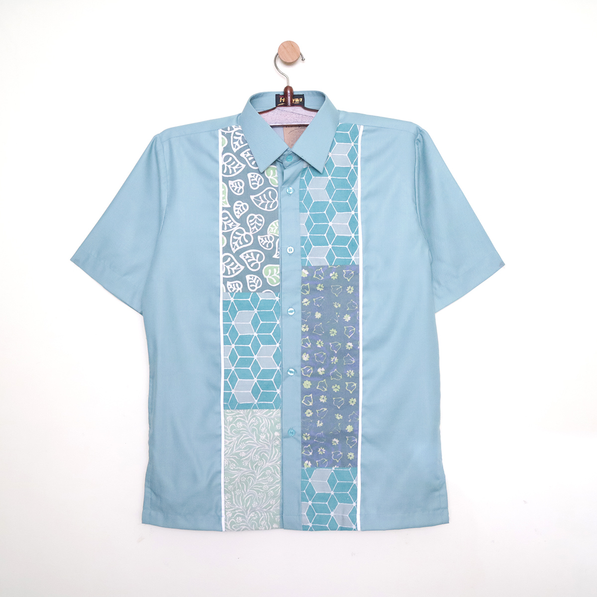 Hem Batik Kombinasi Polos Simetris