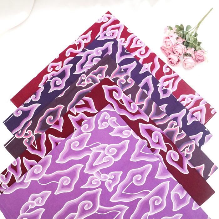 Kain Batik Tulis Bahan Katun Motif Mega Mendung Cirebon Full Warna Ungu
