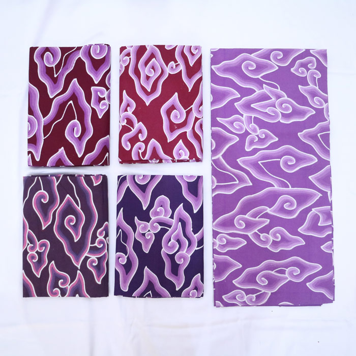 Kain Batik Tulis Bahan Katun Motif Mega Mendung Cirebon Full Warna Ungu