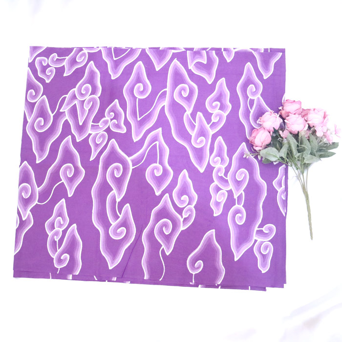Kain Batik Tulis Bahan Katun Motif Mega Mendung Cirebon Full Warna Ungu