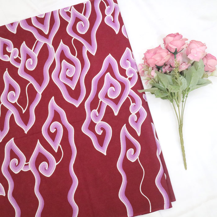 Kain Batik Tulis Bahan Katun Motif Mega Mendung Cirebon Full Warna Ungu