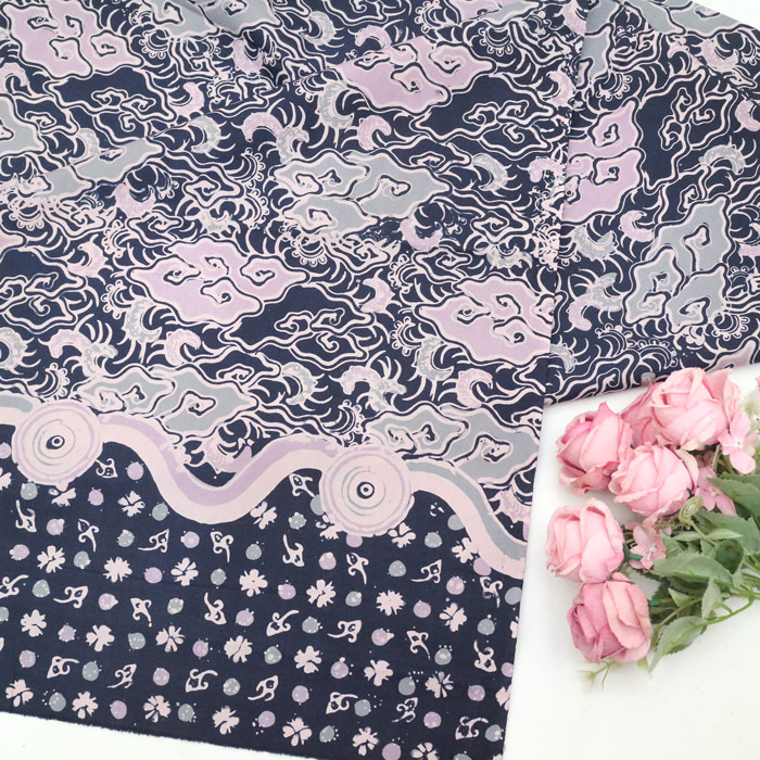 Kain Batik Tulis Bahan Katun Motif Lawasan Cirebon Dasar Warna dan Hitam