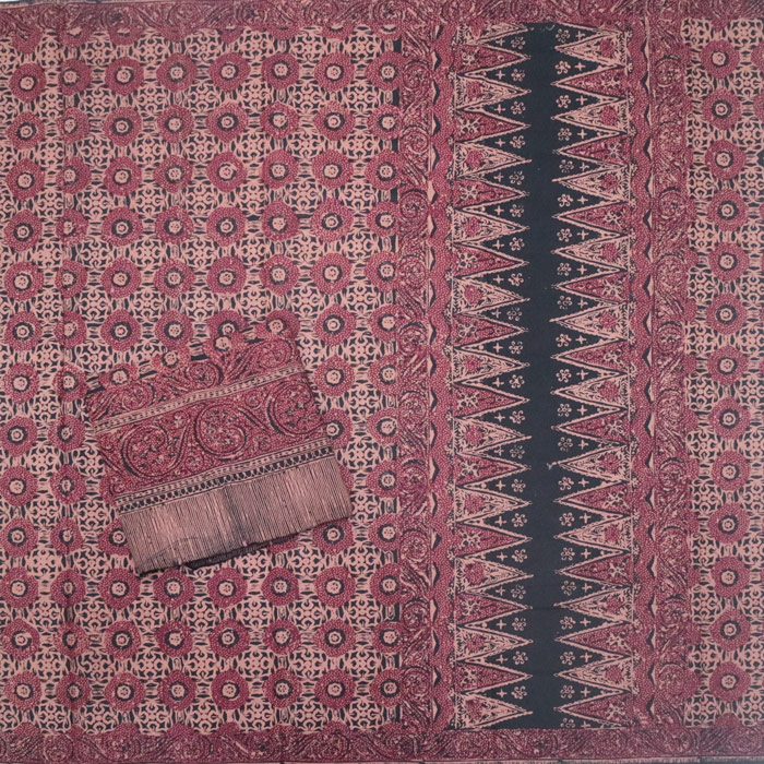 Set Kain Batik dan Selendang Cap Motif Sarung Bahan Katun Encim Khas Cirebon