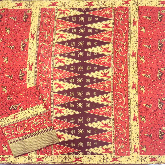 Set Kain Batik dan Selendang Cap Motif Sarung Bahan Katun Encim Khas Cirebon