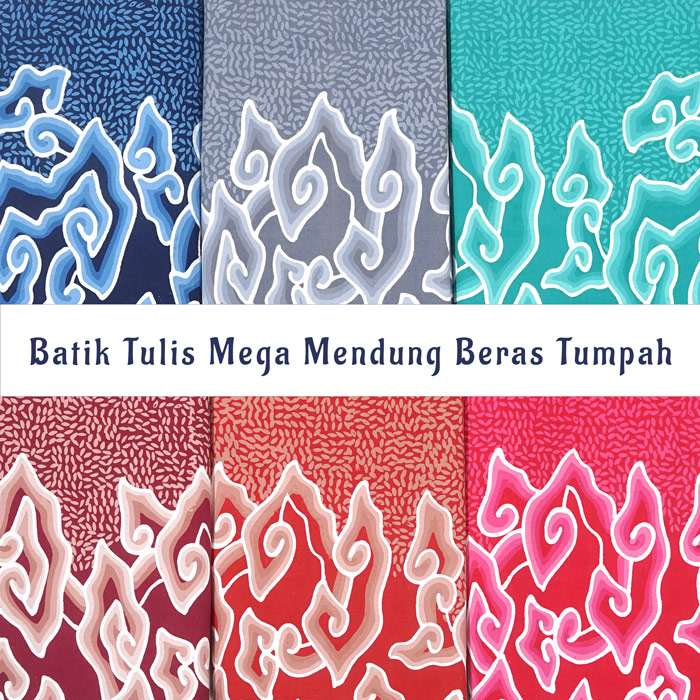 Kain Batik Tulis Motif Mega Mendung Cirebon Kombinasi Beras Tumpah