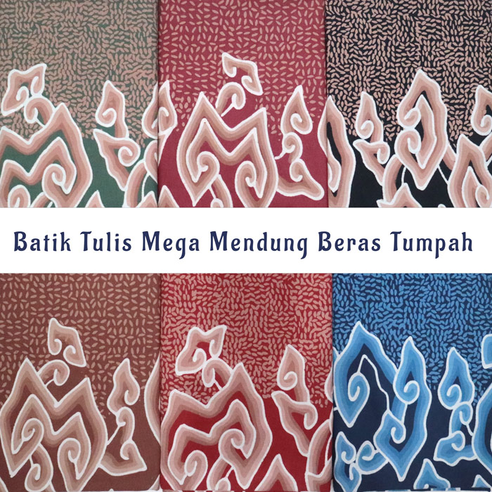 Kain Batik Tulis Motif Mega Mendung Cirebon Kombinasi Beras Tumpah