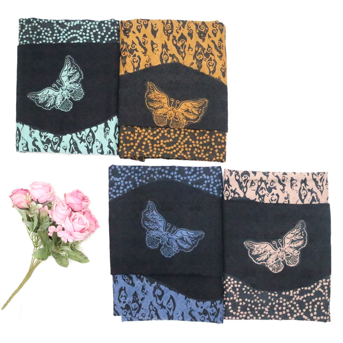 Kain Batik Cap Bahan Doby Motif 3 Dimensi Kupu-Kupu