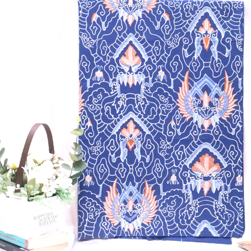 Kain Batik Tulis Bahan Katun Pola Motif Banjar Balong Warna Biru