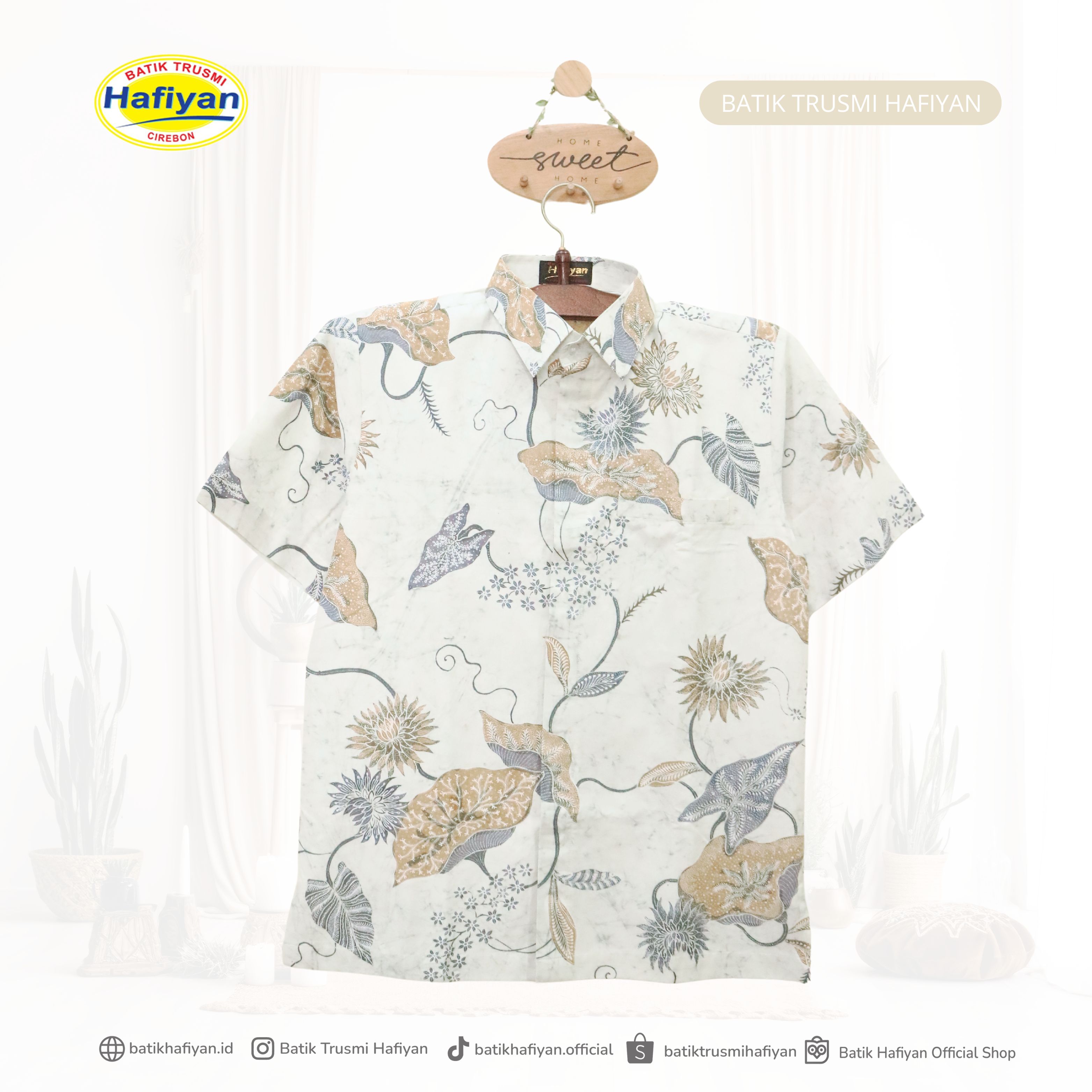 Hem Batik Pria Motif Kombinasi Putihan